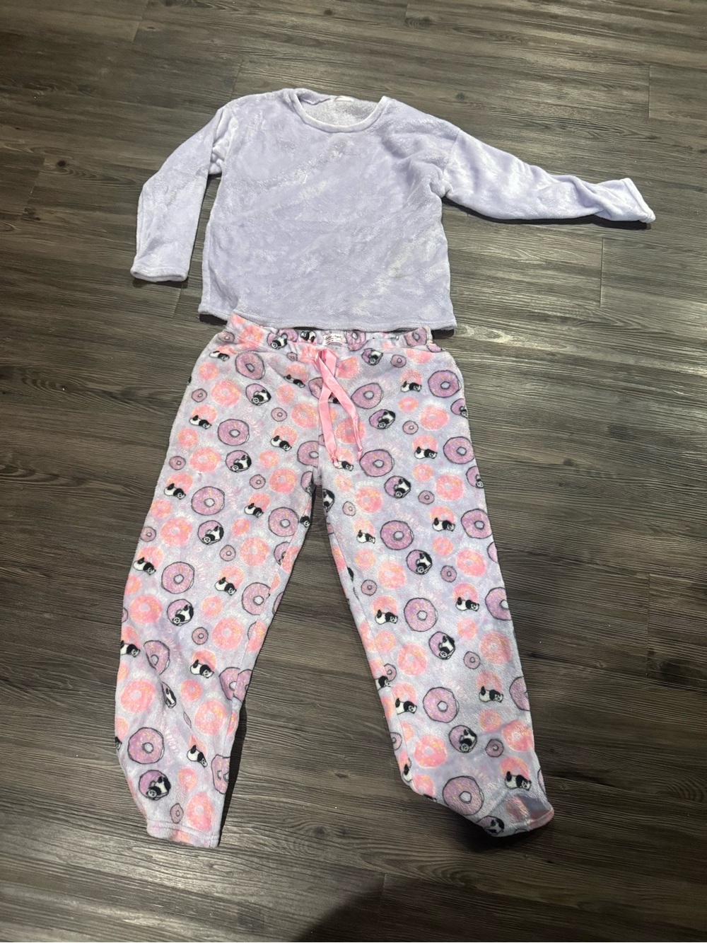 Cozy Lavender Adult Pajama Set with Donut & Panda Print